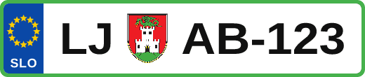 Osebni avtomobil — primer slovenske registrske tablice