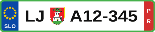 Preizkusne tablice — primer slovenske registrske tablice